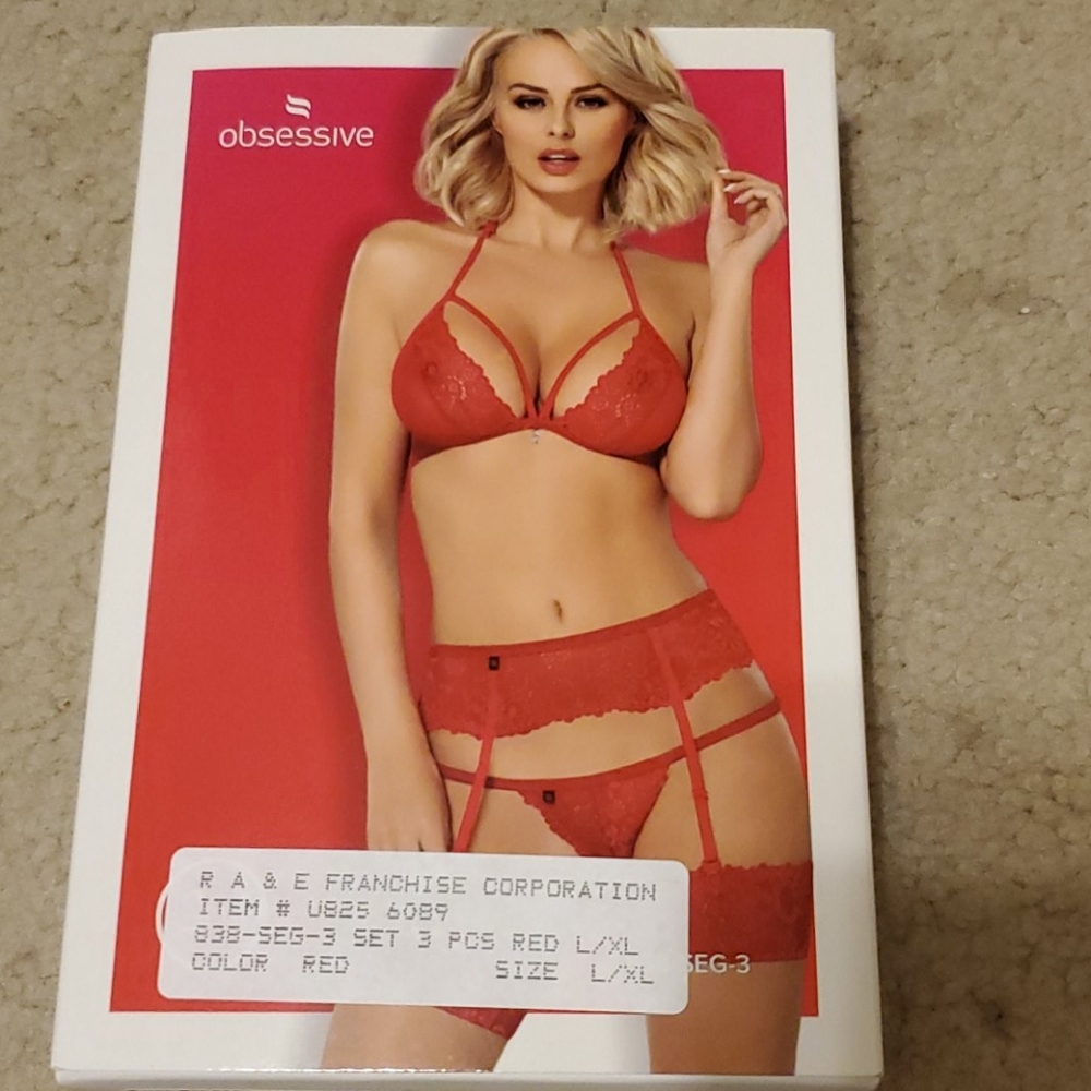Obsessive Red 3 Piece Lingerie Set